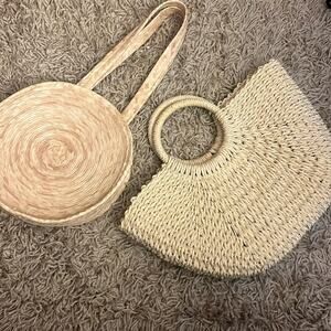 🎉 Handwoven Rattan Straw purse lot of 2!